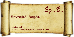 Szvatkó Bogát névjegykártya